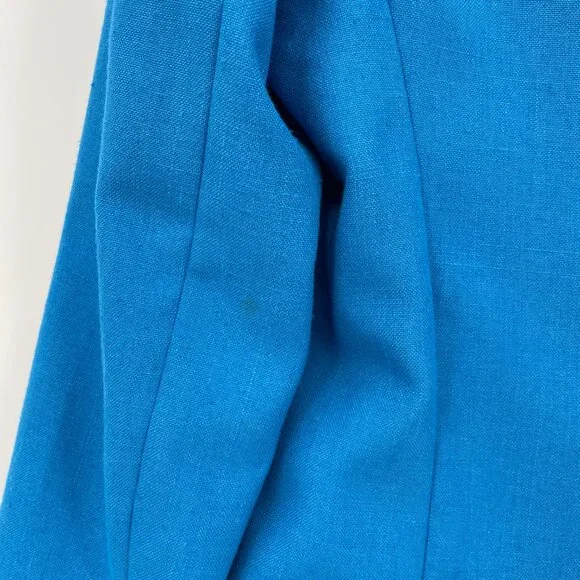 Vintage 80s 90s Bright Teal Blue Boxy Double Breasted Blazer Peabody House M - Picture 11 of 15